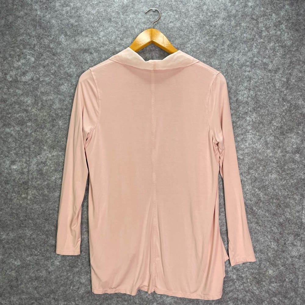 Lauren Ralph Lauren Womens Cardigan PL Petite Large Pink Open Front Chiffon Trim - Picture 10 of 10